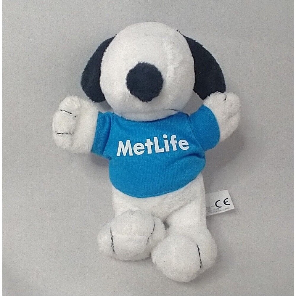 6” MetLife Snoopy  Plush Stuffed Toy Peanuts Blue Tee Shirt